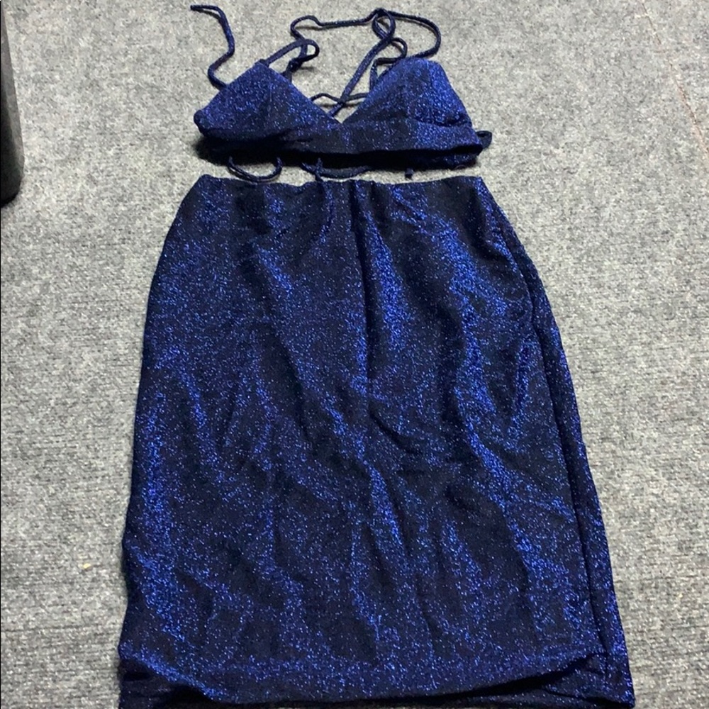Two piece blue glitter set